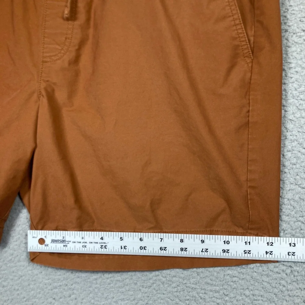 Eddie Bauer Chino Shorts Men XL Rust Orange Drawstring Elastic‎ Waist Stretch